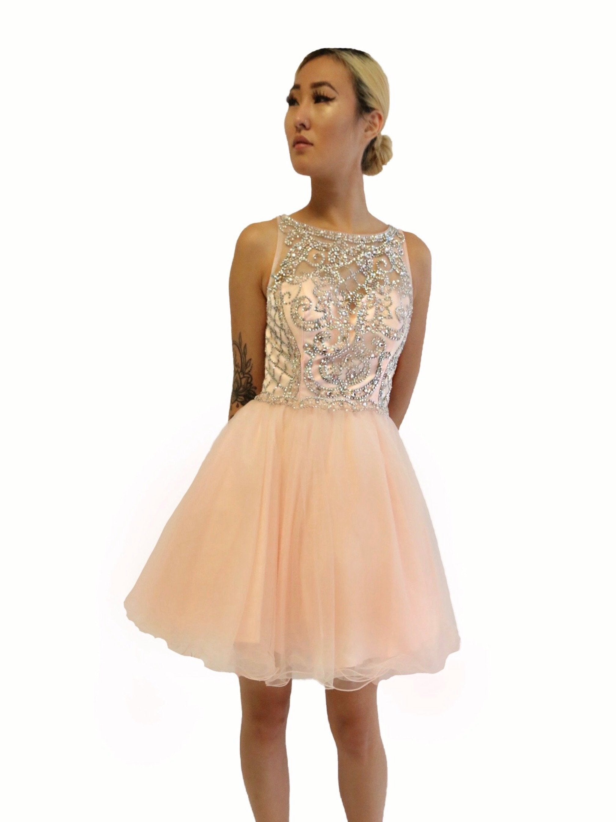 rose gold short puffy dress May Queen MQ2040