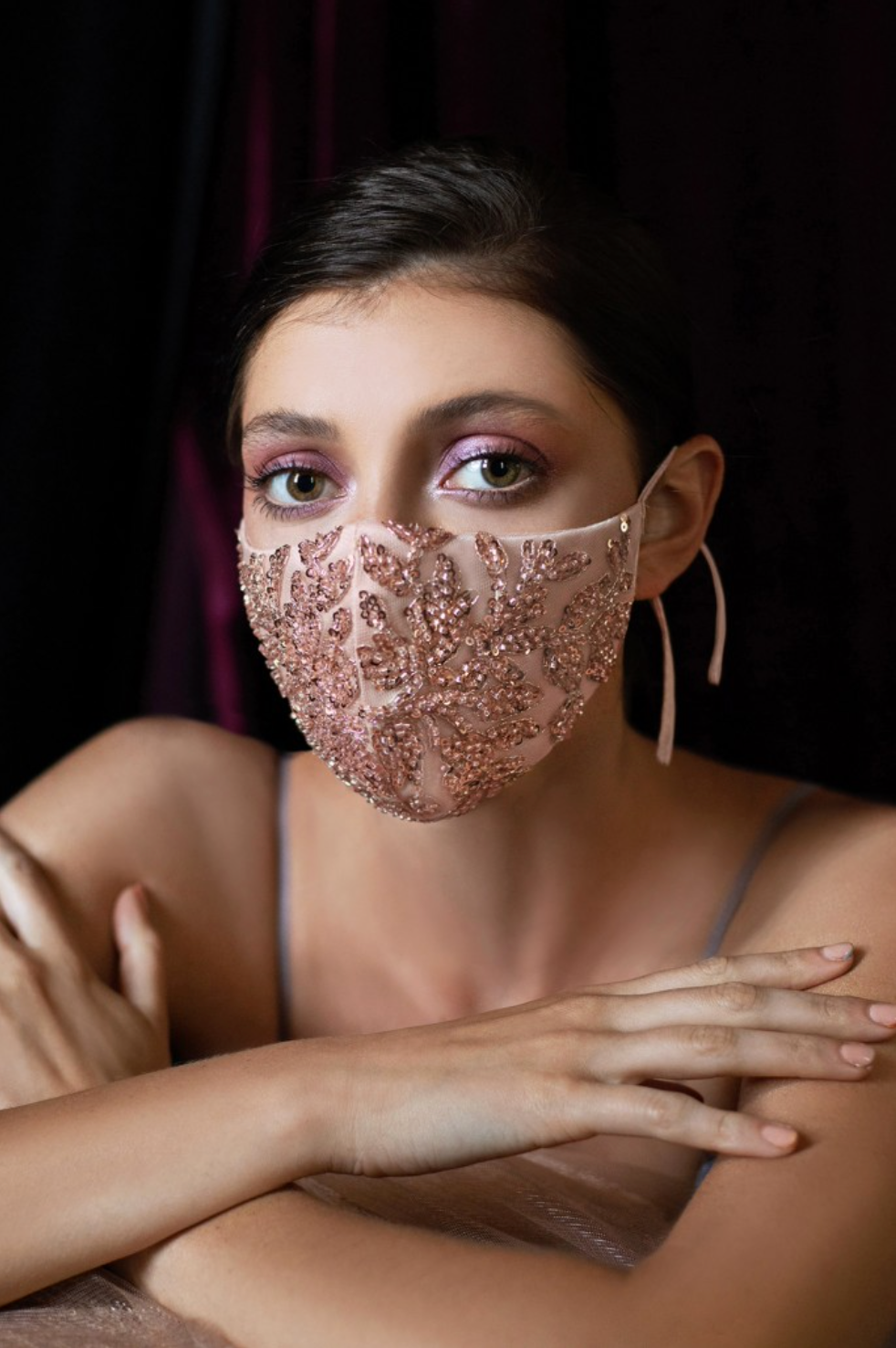 Beaded Floral Face Mask