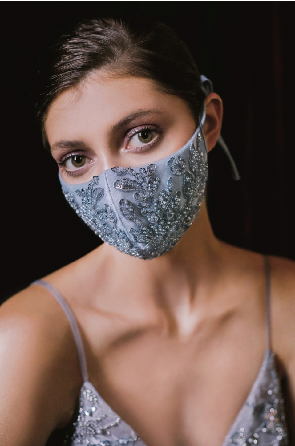 Beaded Floral Face Mask