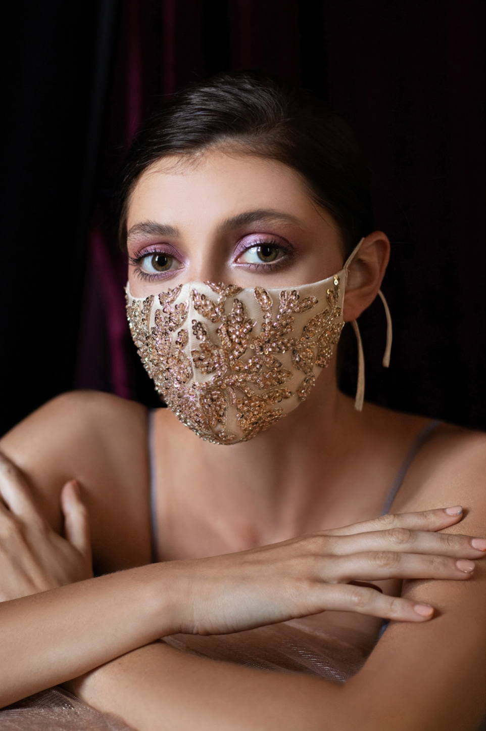 Beaded Floral Face Mask