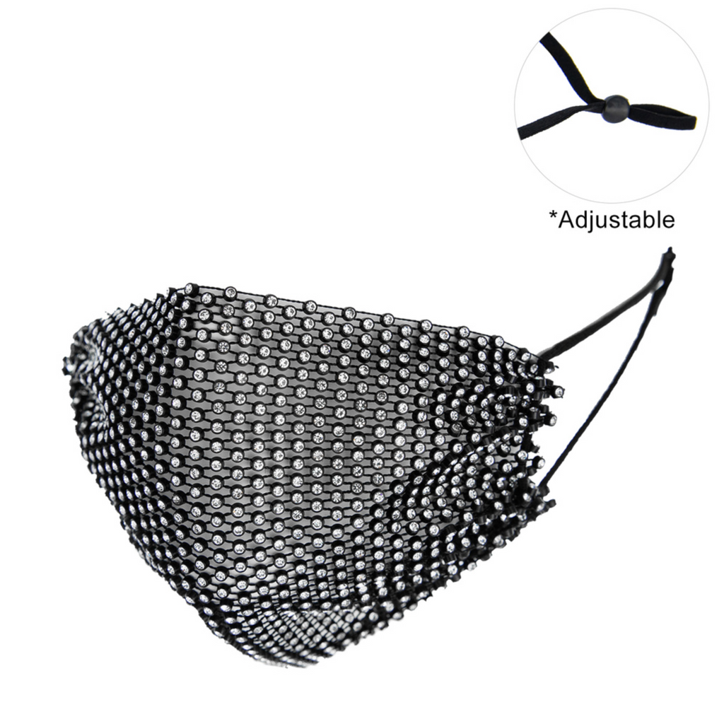 Rhinestone Mesh Face Mask