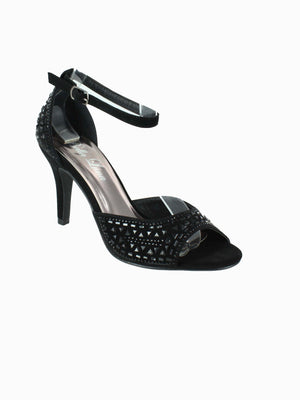 Rhinestone Kitten Heel Sandals