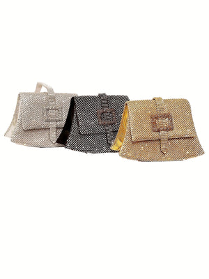 Rhinestone Clutch W/ Buckle