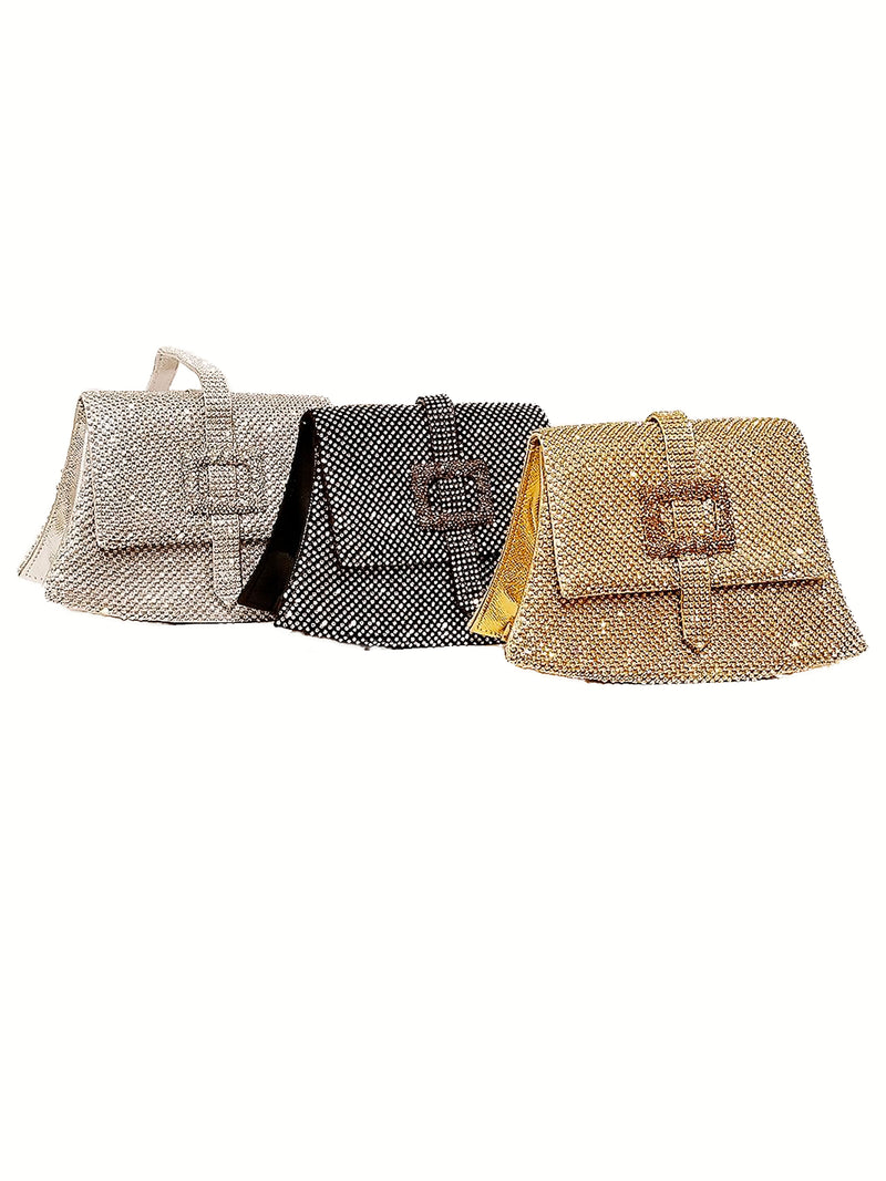 Rhinestone Clutch W/ Buckle