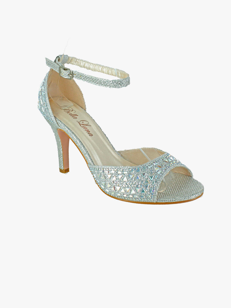 Rhinestone Kitten Heel Sandals